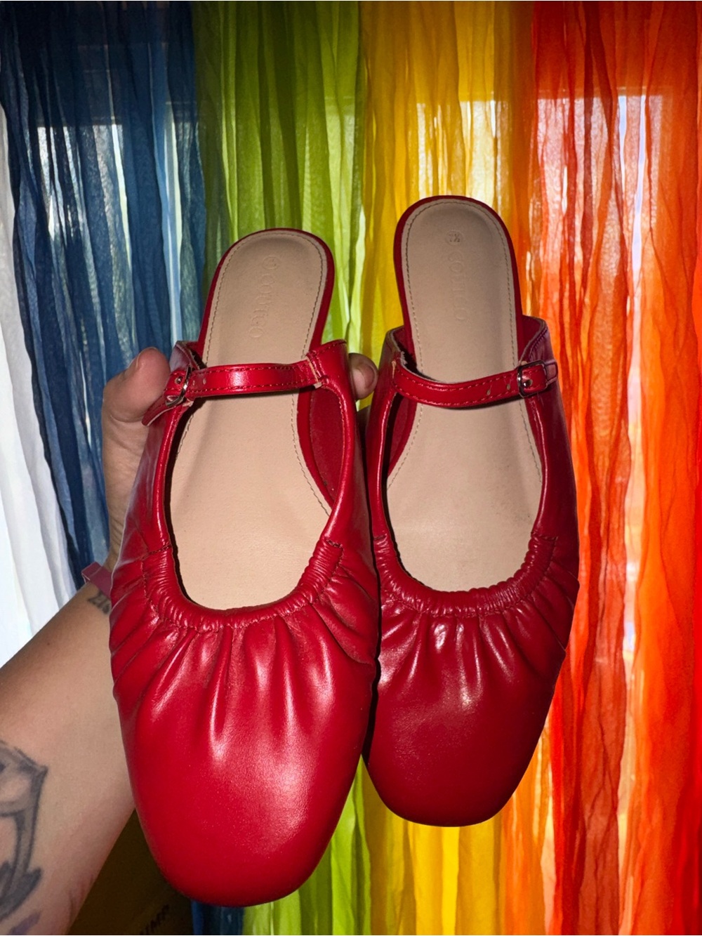 Red Mary Jane Ballet Flats - Women